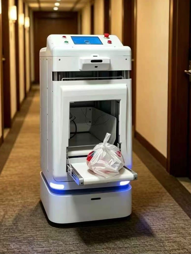 Vervey delivery robot in a hotel corridor